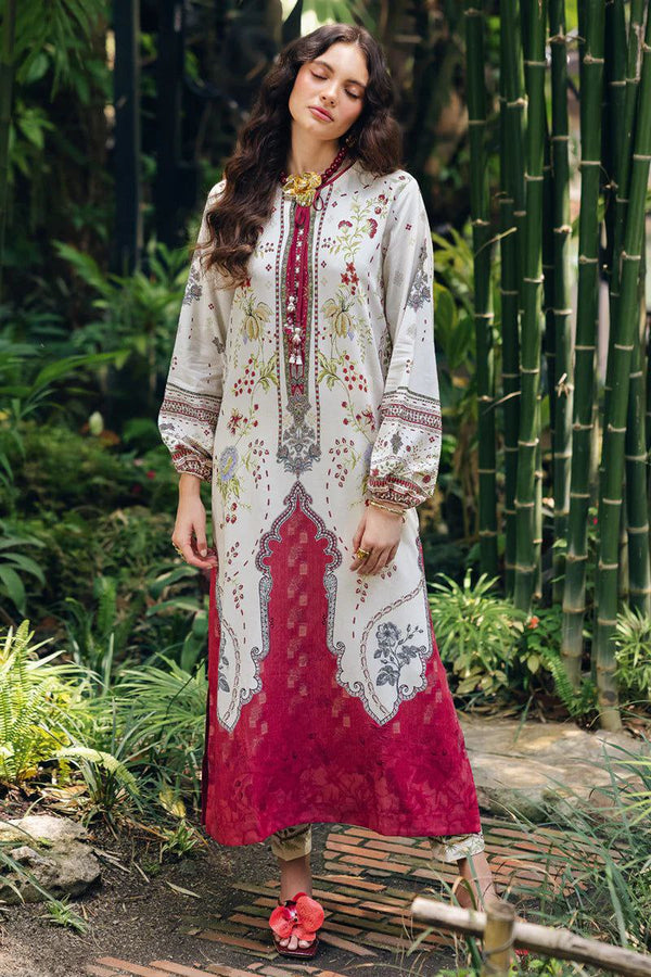 🌺 Scarlet Garden Luxe Kurta – Elegant Floral & Ornate Print 🌿