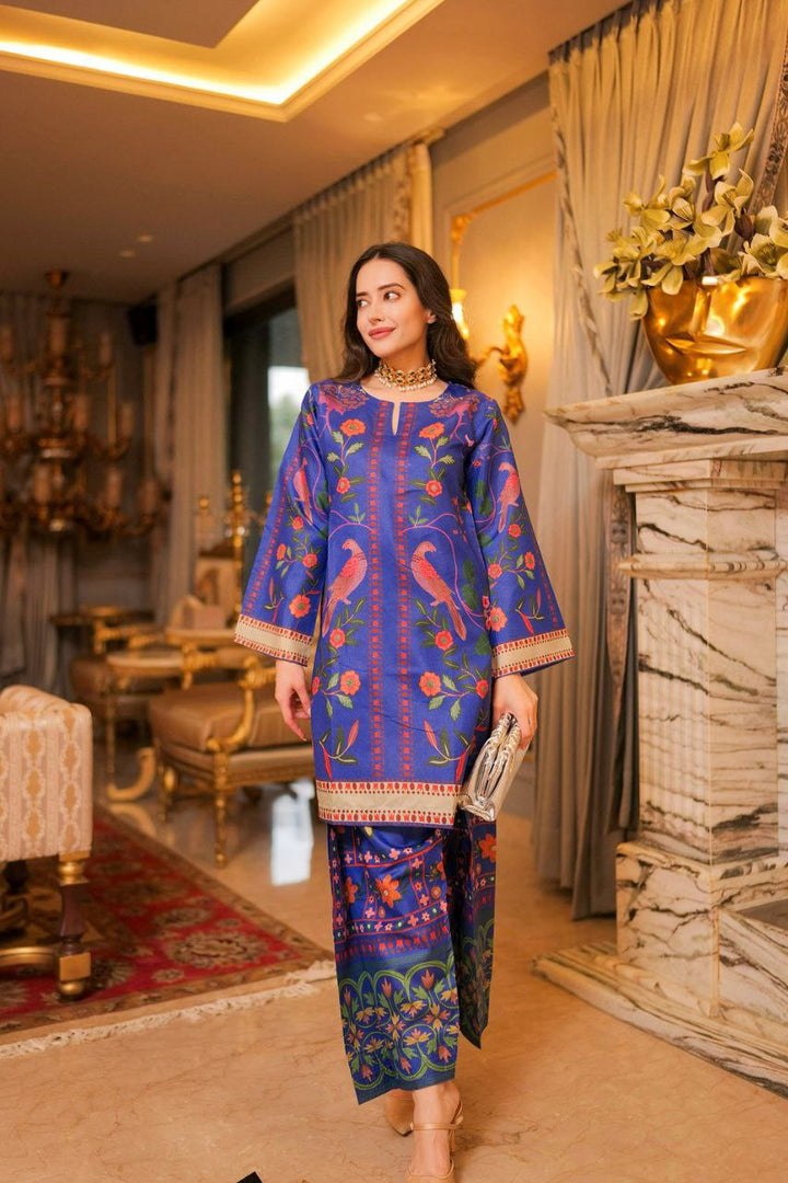 Designer ethnic co-ord outfit in royal blue shade