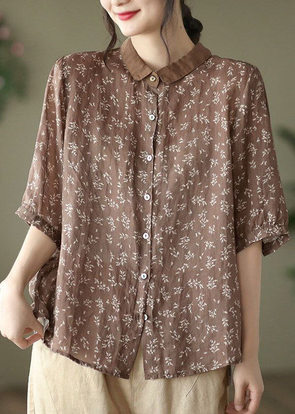 Lightweight summer shirt with small white flowers