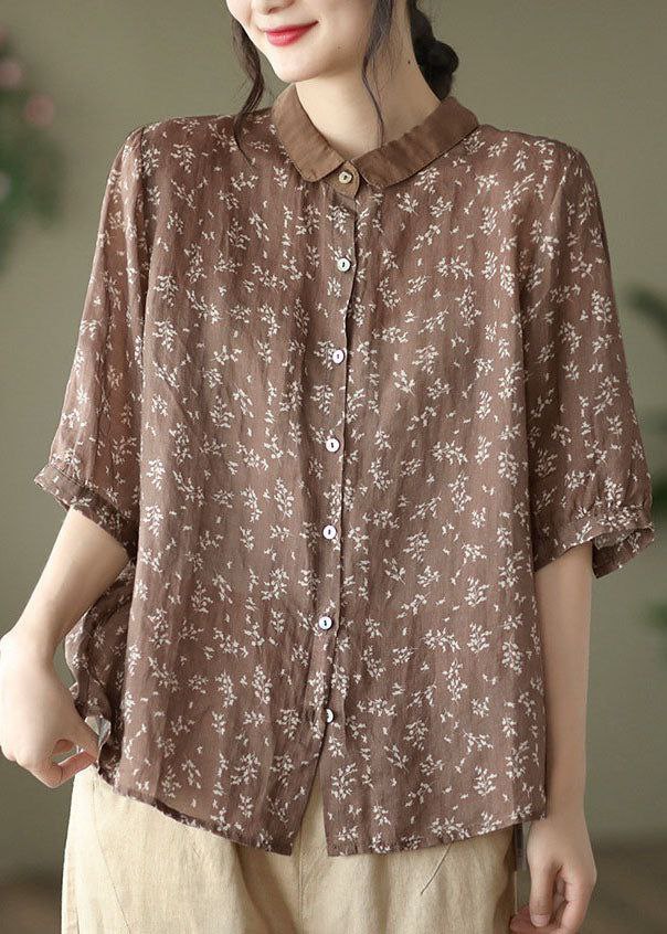 Lightweight summer shirt with small white flowers
