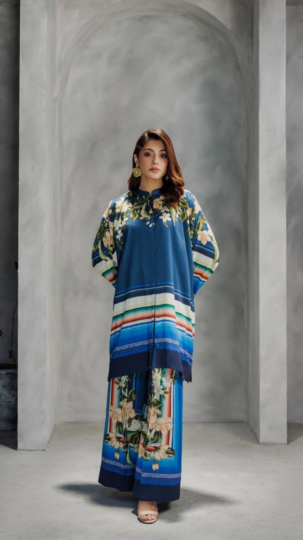 Tropical Dusk Co-ord Set – Luxe Blue Bloom Edition