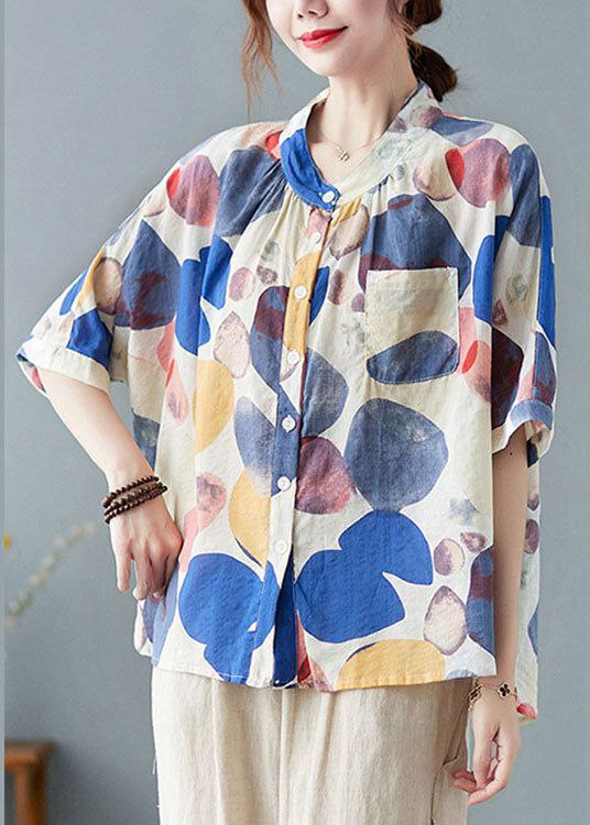 Multicolor abstract print cotton shirt for women