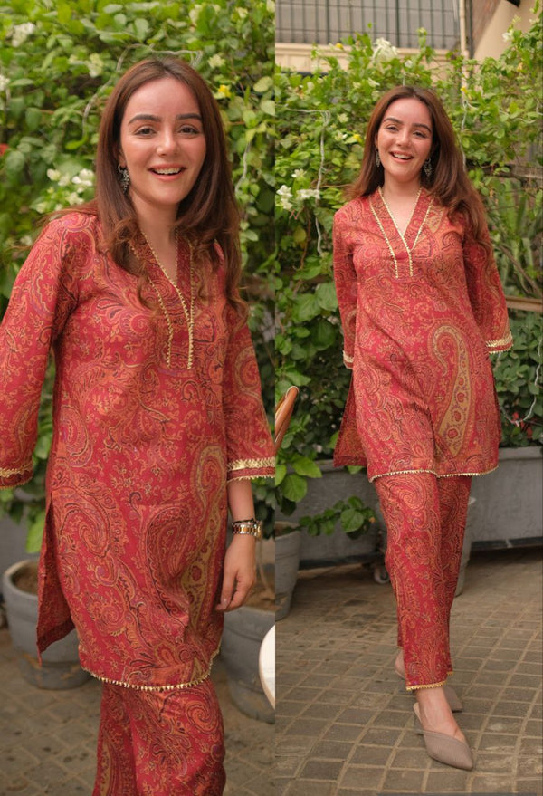 Rust Reverie – Traditional Paisley Printed Co-ord Set