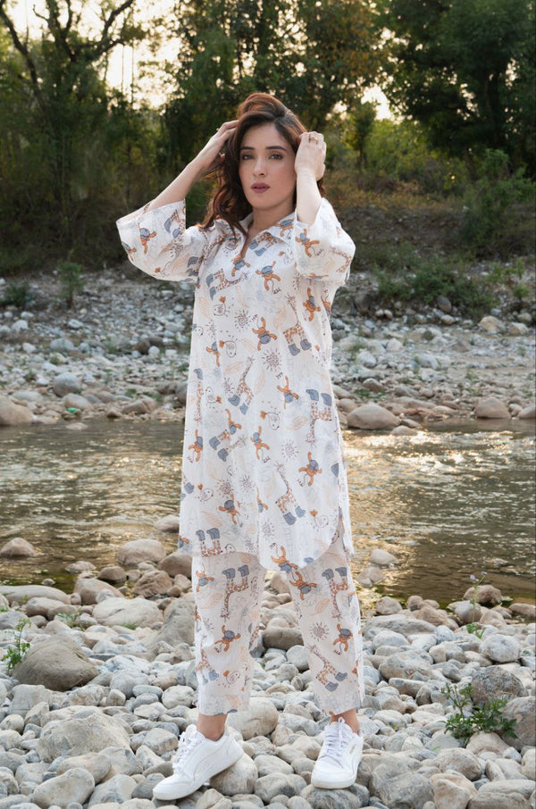 Jungle Joy – Hand-Drawn Safari Printed Co-ord Set