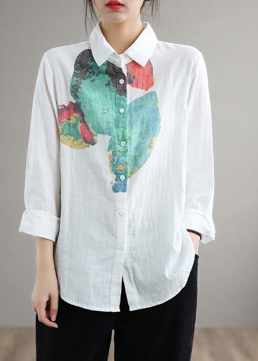 Watercolor Splash Linen Shirt – White with Artistic Bold Print