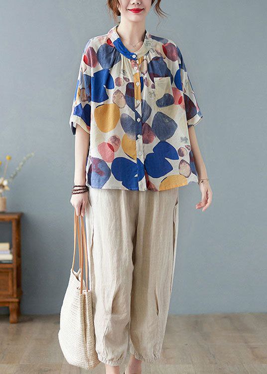 Colorful boho chic top with half sleeves