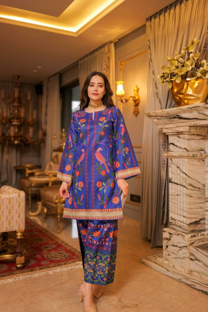 Stylish printed co-ord set with bird and floral motifs
